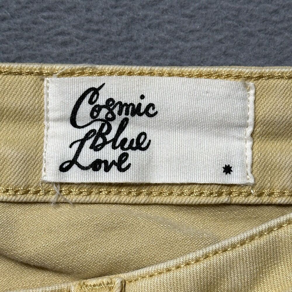 Cosmic Blue Love Womens 32 Jeans Beige Straight Crop Stretch Slit Hem EUC - Picture 4 of 10